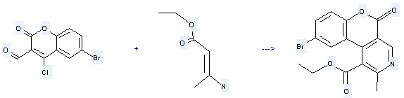  6-Bromo-4-chloro-3-formylcoumarin 97 can be used to produce 9-bromo-2-methyl-5-oxo-5H-chromeno[3,4-c]pyridine-1-carboxylic acid ethyl ester 